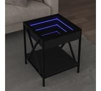 vidaXL Coffee Table with Infinity LED Black 40x40x49 cm