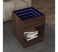 vidaXL Coffee Table with Infinity LED Brown Oak 40x40x50 cm