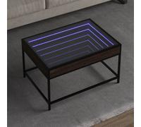(brown oak, 70 x 50 x 41 cm) vidaXL Coffee Table with Infinity LED Tea End Table Side Table Grey Sonoma