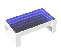 vidaXL Coffee Table with Infinity LED, Centre End Table for Living Room, Accent Console Sofa Table for Decorative, Modern Style, White