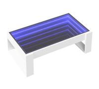 vidaXL Coffee Table with Infinity LED, Centre End Table for Living Room, Accent Console Sofa Table for Decorative, Modern Style, White