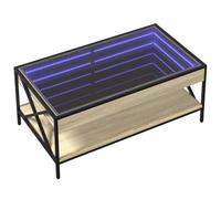 vidaXL Coffee Table with Infinity LED, Centre End Table for Living Room Hallway, Accent Console Sofa Table for Decorative, Modern Style, Sonoma Oak