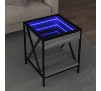vidaXL Coffee Table with Infinity LED Grey Sonoma 40x40x49 cm