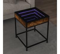 vidaXL Coffee Table with Infinity LED Smoked Oak 40x40x51 cm