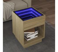 vidaXL Coffee Table with Infinity LED Sonoma Oak 40x40x50 cm