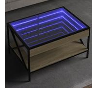 vidaXL Coffee Table with Infinity LED Sonoma Oak 70x50x38 cm