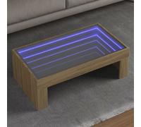 vidaXL Coffee Table with Infinity LED Sonoma Oak 90x50x30 cm