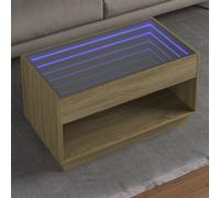 vidaXL Coffee Table with Infinity LED Sonoma Oak 90x50x50 cm