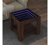 vidaXL Coffee Table with LED Brown Oak 53x53x45 cm Engineered Wood, Brown