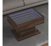 vidaXL Coffee Table with LED Brown Oak 70x50x45 cm Engineered Wood