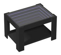 vidaXL Coffee Table with LED, Centre End Table for Living Room Hallway, Accent Console Sofa Table for Decorative, Modern Style, Black Engineered Wood