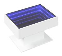 vidaXL Coffee Table with LED, Centre End Table for Living Room Hallway, Accent Console Sofa Table, Modern Style, White Engineered Wood
