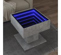 (concrete grey, 50 x 50 x 45 cm) vidaXL Coffee Table with LED End Table Side Table Smoked Oak Engineered Wood