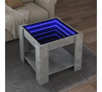 vidaXL Coffee Table with LED Concrete Grey 53x53x45 cm Engineered Wood