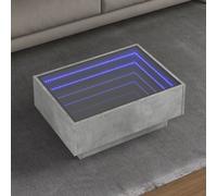 vidaXL Coffee Table with LED Concrete Grey 70x50x30 cm Engineered Wood