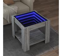 vidaXL Coffee Table with LED Grey Sonoma 53x53x45 cm Engineered Wood