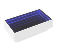 vidaXL Coffee Table with LED Infinity Mirror, White Engineered Wood, 90x50x30 cm - Modern Multipurpose Table Ideal for Living Room/Bedroom - Side/End Table with USB Connector