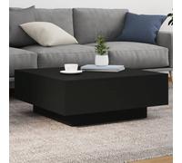 vidaXL Coffee Table with LED Lights Black 80x80x31 cm