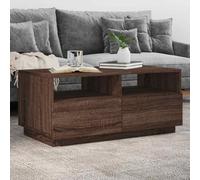 vidaXL Coffee Table with LED Lights Brown Oak 90x49x40 cm