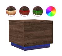 vidaXL Coffee Table with LED Lights End Table Side Tea Sofa Table Brown Oak
