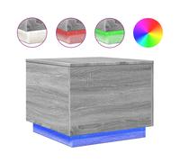 vidaXL Coffee Table with LED Lights End Table Side Tea Sofa Table Grey Sonoma