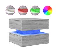 vidaXL Coffee Table with LED Lights End Table Side Tea Sofa Table Grey Sonoma