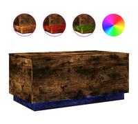 vidaXL Coffee Table with LED Lights Smoked Oak 90x50x40 cm - Brown, Brown