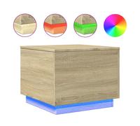 vidaXL Coffee Table with LED Lights Sonoma Oak 50x50x40 cm - Brown, Brown