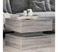 vidaXL Coffee Table with LED Lights End Table Side Tea Sofa Table Grey Sonoma