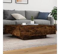 vidaXL Coffee Table with LED Lights Smoked Oak 100x100x31 cm, Brown