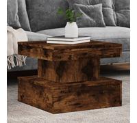vidaXL Coffee Table with LED Lights Smoked Oak 50x50x40 cm - Brown, Brown