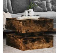 vidaXL Coffee Table with LED Lights Smoked Oak 50x50x40 cm