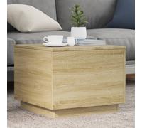vidaXL Coffee Table with LED Lights End Table Side Tea Sofa Table Sonoma Oak