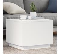 vidaXL Coffee Table with LED Lights Hall End Table Side Tea Sofa Table White