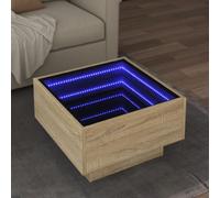 vidaXL Coffee Table with LED Sonoma Oak 50x50x30 cm Engineered Wood