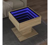 (sonoma oak, 50 x 50 x 45 cm) vidaXL Coffee Table with LED End Table Side Table Smoked Oak Engineered Wood