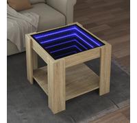 vidaXL Coffee Table with LED Sonoma Oak 53x53x45 cm Engineered Wood