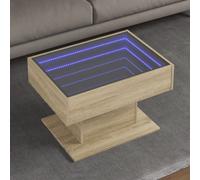 vidaXL Coffee Table with LED Sonoma Oak 70x50x45 cm Engineered Wood