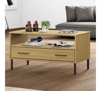 vidaXL Coffee Table with Metal Legs Brown 85x50x45cm Solid Wood OSLO UK HOT