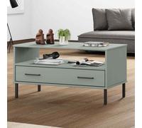 (grey) vidaXL Solid Wood Coffee Table with Metal Legs OSLO Couch Table Multi Colours