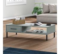 vidaXL Coffee Table with Metal Legs Grey Solid Wood Pine OSLO
