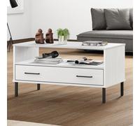 (white) vidaXL Solid Wood Coffee Table with Metal Legs OSLO Couch Table Multi Colours
