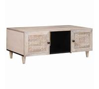 vidaXL Coffee Table with Shelf Beige 100 x 54 x 40 cm Solid mango wood