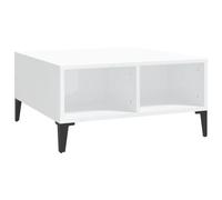 vidaXL Coffee Table with Sleek Engineered Wood, High Gloss White Square Shaped Table, Stable Metal Leg Frame designed for Living Room or Office