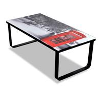 New Modern Coffee Table Tempered Glass 5mm Telephone Booth Printing Metal Frame
