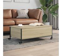 vidaXL Coffee Table with Wheels Sonoma Oak 91x55x34 cm Engineered Wood
