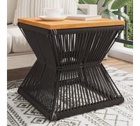 vidaXL Coffee Table with Wire Base Black 38x38x38 cm Solid Wood Acacia