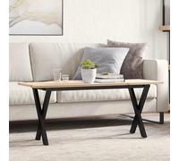 vidaXL Coffee Table X-Frame End Table Side Table Solid Wood Pine and Cast Iron