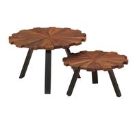 vidaXL Coffee Tables Side Table Sofa Table 2 pcs Solid Wood Reclaimed and Iron