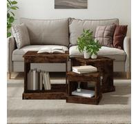 vidaXL Nesting Tables 3 pcs Smoked Oak Engineered Wood, Brown